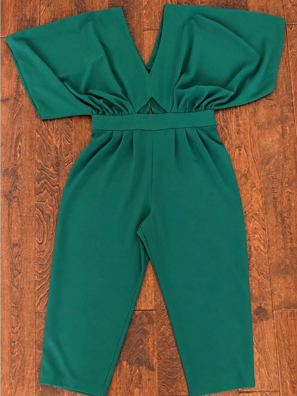 ASOS Teal Green V-Neck Wide Sleeve Jumpsuit